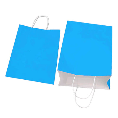 Sacoșe hârtie cu mâner răsucit - bleu (set 12 buc) - CraftUp