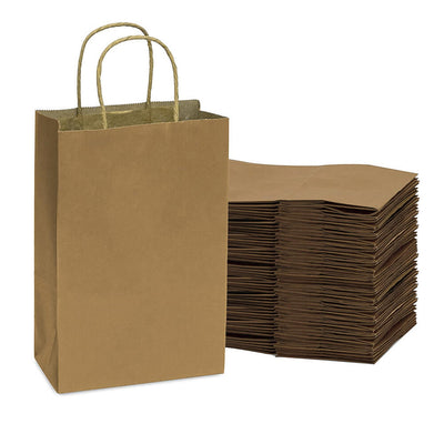 Sacoșe hârtie cu mâner răsucit - kraft închis (set 12 buc) - CraftUp