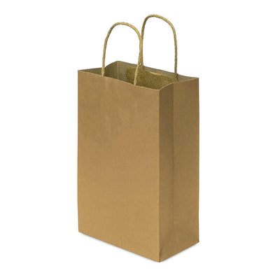 Sacoșe hârtie cu mâner răsucit - kraft închis (set 12 buc) - CraftUp