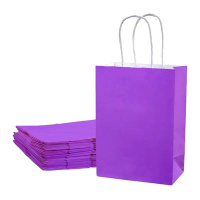 Sacoșe hârtie cu mâner răsucit - mov (set 12 buc) - CraftUp