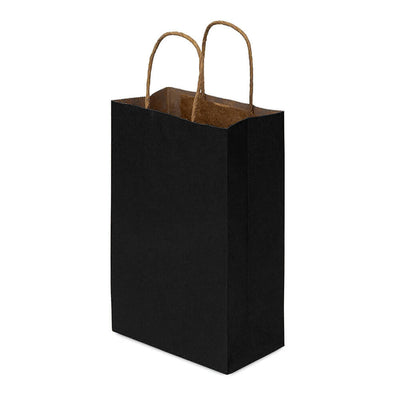 Sacoșe hârtie cu mâner răsucit - negru (set 12 buc) - CraftUp