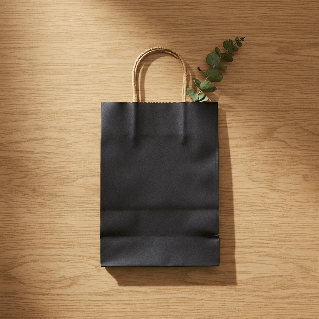 Sacoșe hârtie cu mâner răsucit - negru (set 12 buc) - CraftUp