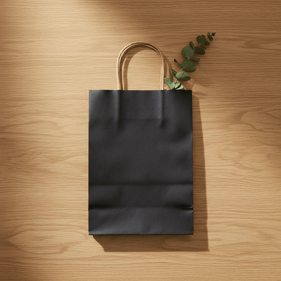 Sacoșe hârtie cu mâner răsucit - negru (set 12 buc) - CraftUp