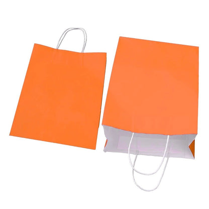Sacoșe hârtie cu mâner răsucit - portocaliu (set 12 buc) - CraftUp