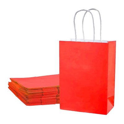 Sacoșe hârtie cu mâner răsucit - Roșu (set 12 buc) - CraftUp