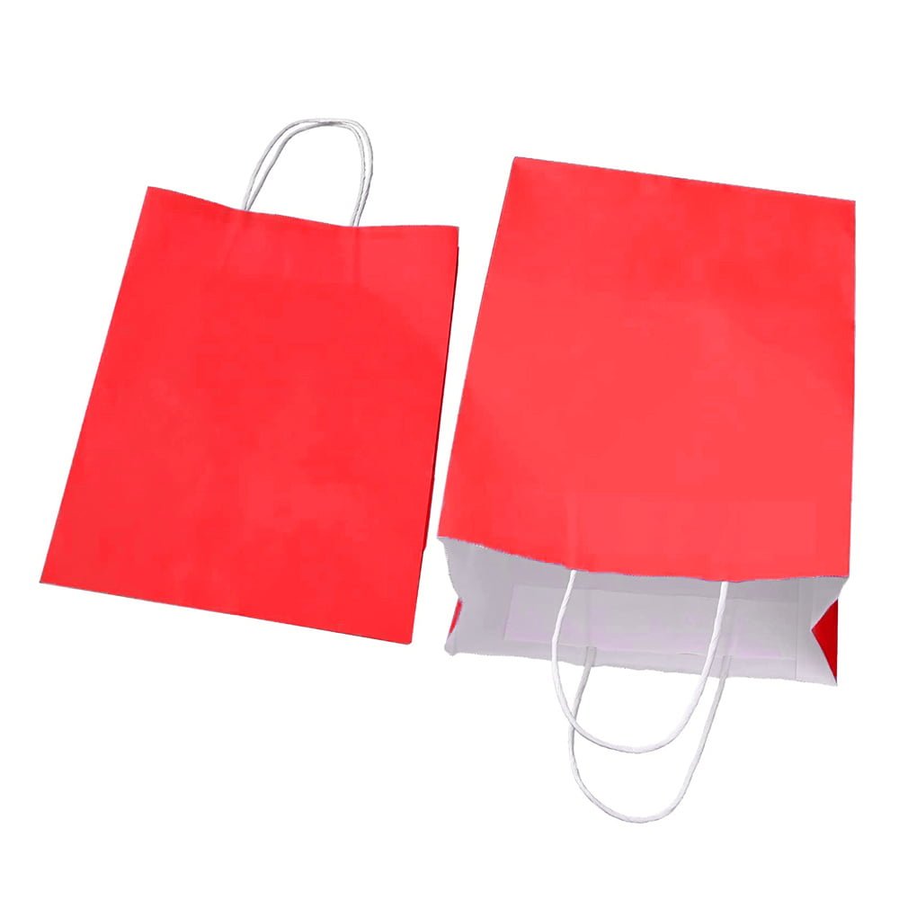 Sacoșe hârtie cu mâner răsucit - Roșu (set 12 buc) - CraftUp