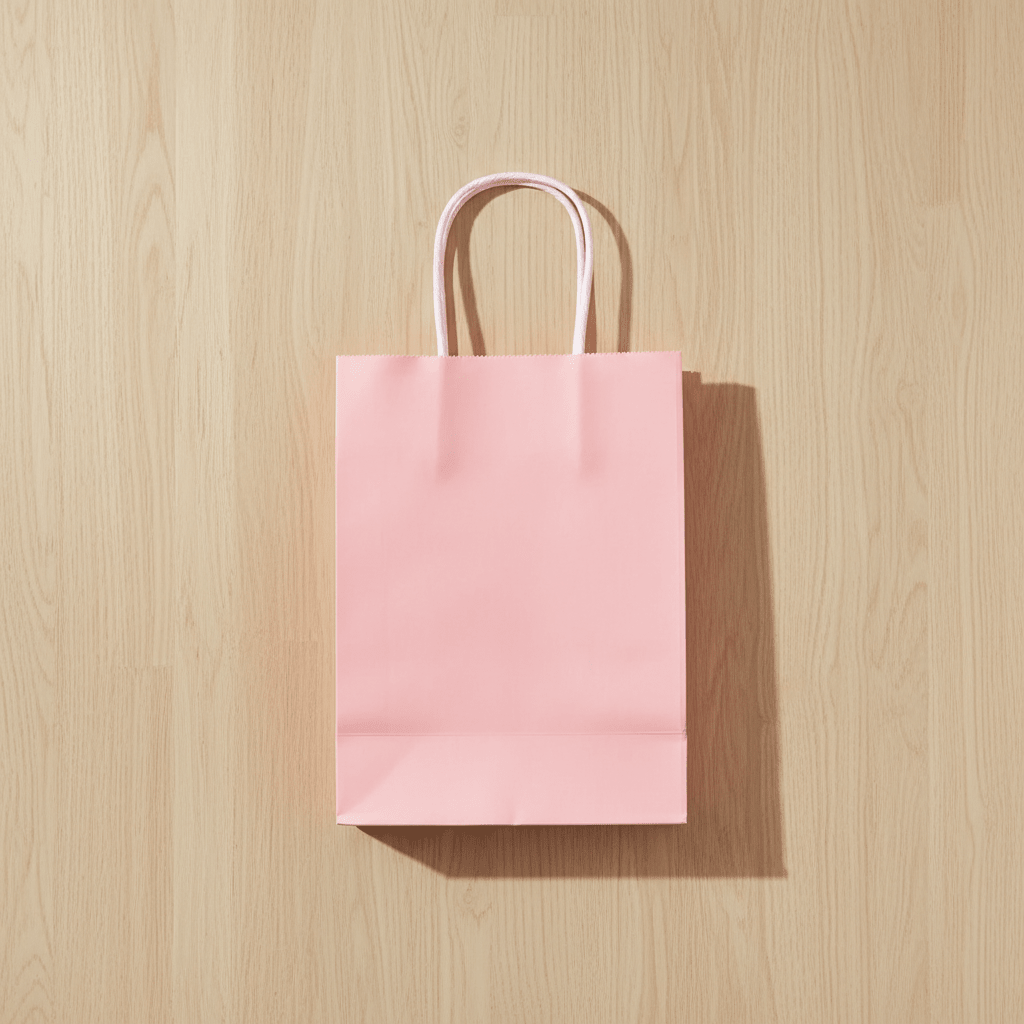 Sacoșe hârtie cu mâner răsucit - roz (set 12 buc) - CraftUp