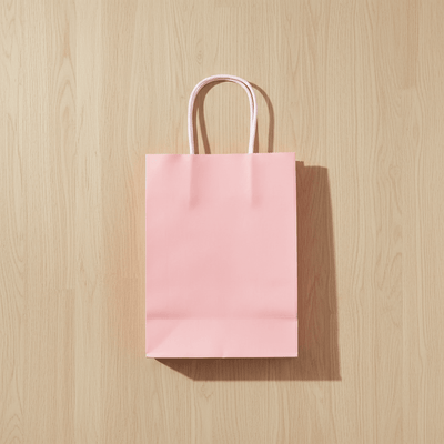 Sacoșe hârtie cu mâner răsucit - roz (set 12 buc) - CraftUp