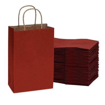 Sacoșe hârtie cu mâner răsucit - vișiniu (set 12 buc) - CraftUp