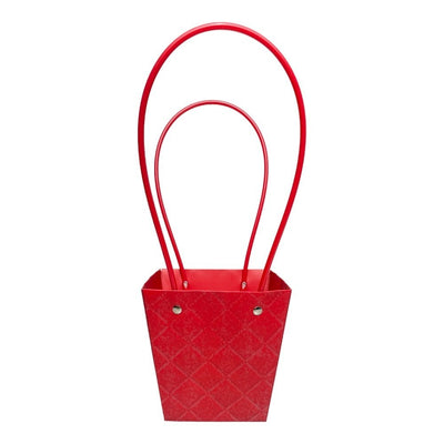 Sacoșe trapez model romburi cu mâner - roșu (set 10 buc) - CraftUp