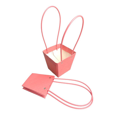 Sacoșe trapez model romburi cu mâner - roz (set 10 buc) - CraftUp