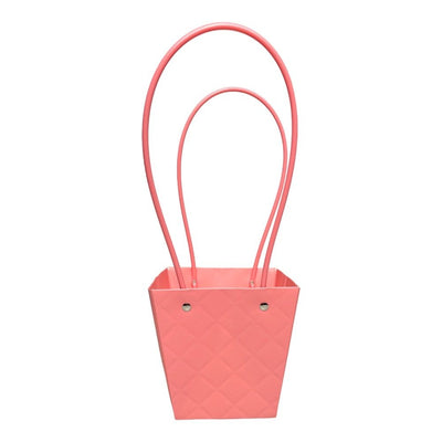 Sacoșe trapez model romburi cu mâner - roz (set 10 buc) - CraftUp