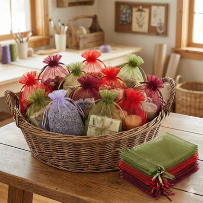 Săculeți organza cu șnur satin 12x17cm (set 100 buc) - CraftUp