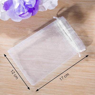 Săculeți organza cu șnur satin 12x17cm (set 100 buc) - CraftUp