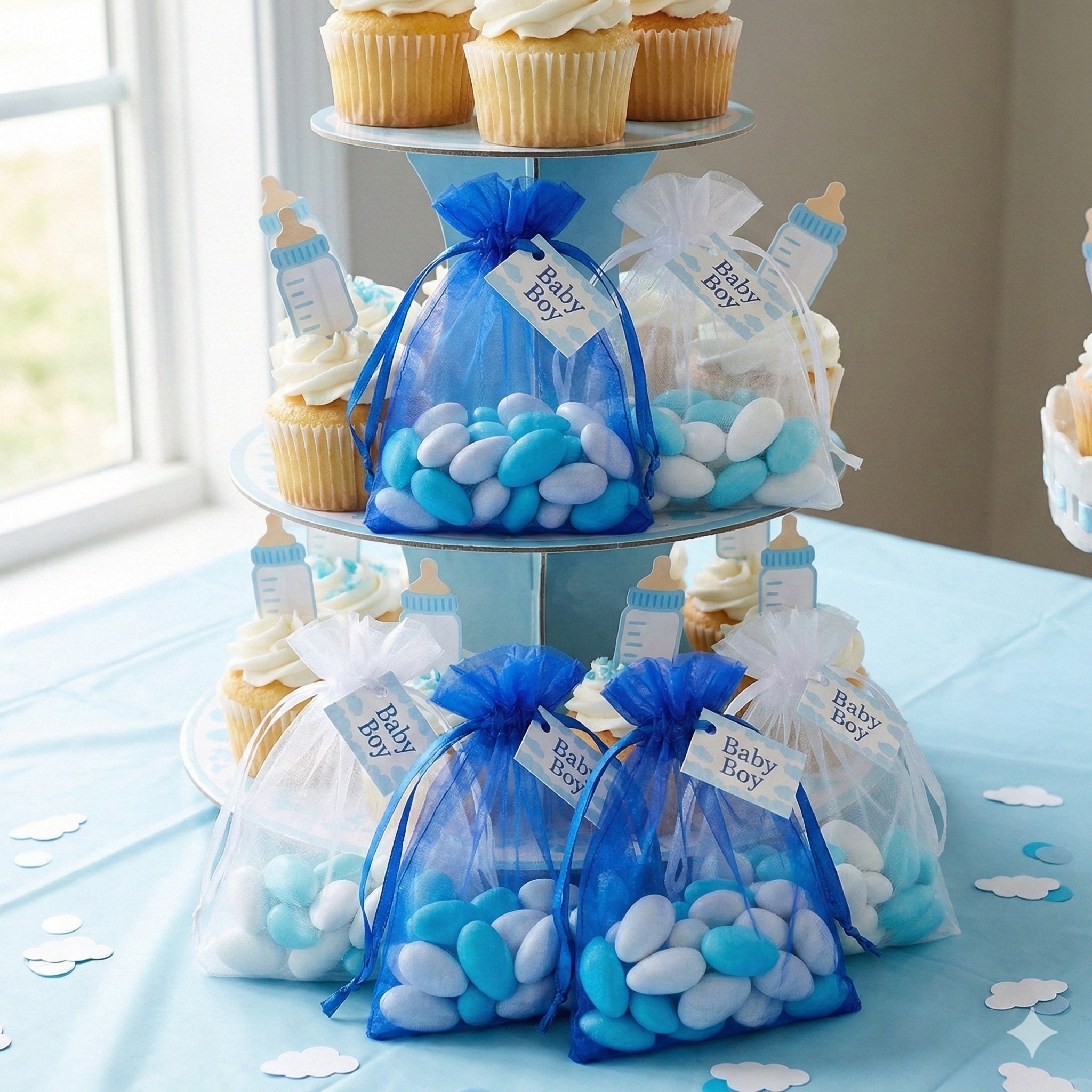 Săculeți organza cu șnur satin 12x17cm (set 100 buc) - CraftUp