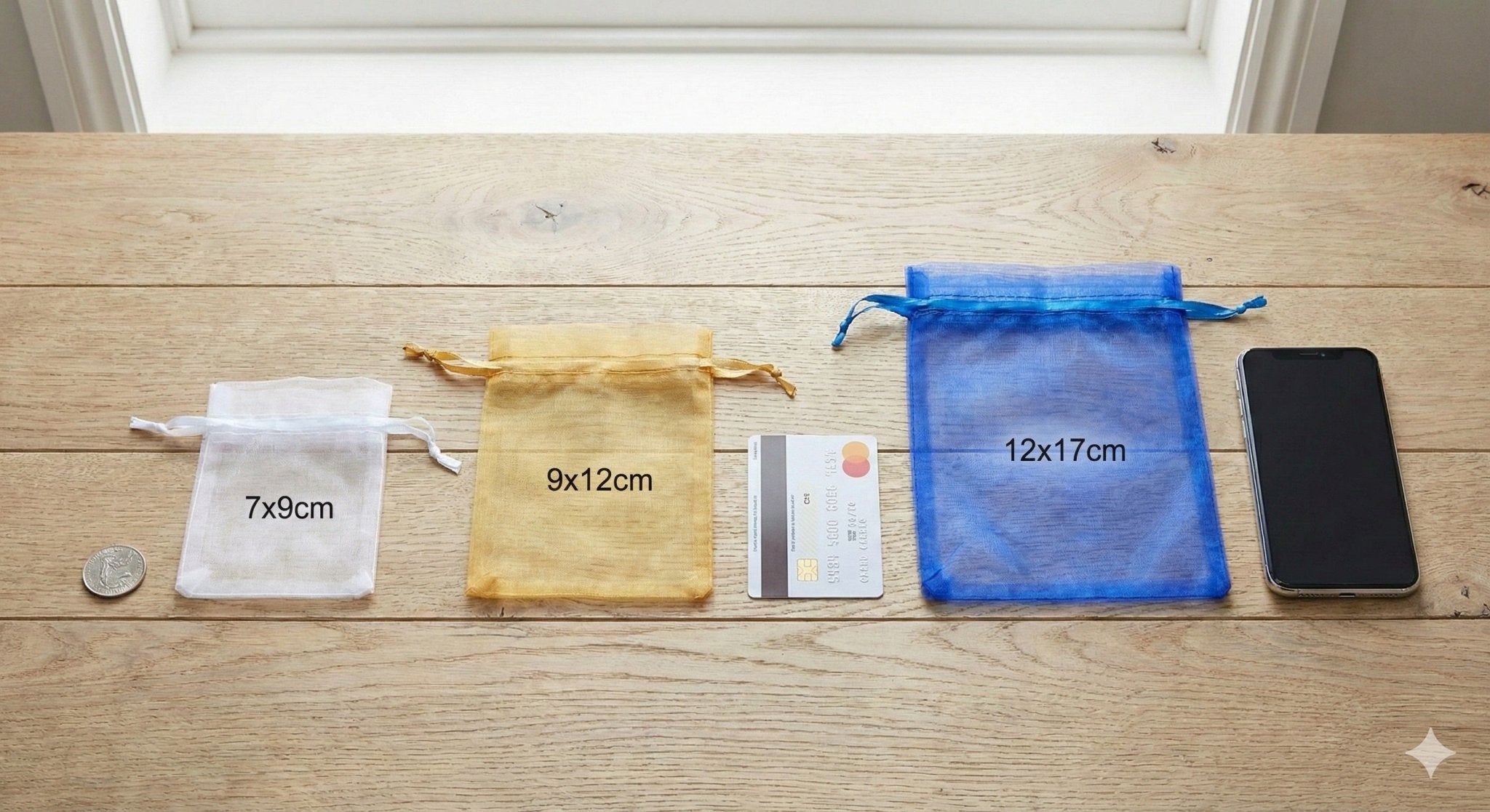 Săculeți organza cu șnur satin 12x17cm (set 100 buc) - CraftUp