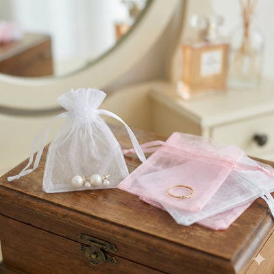 Săculeți organza cu șnur satin 12x17cm (set 100 buc) - CraftUp