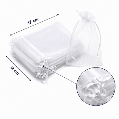 Săculeți organza cu șnur satin 12x17cm (set 100 buc) - CraftUp