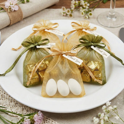 Săculeți organza cu șnur satin 12x17cm (set 100 buc) - CraftUp