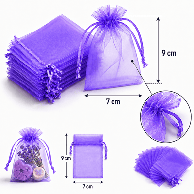 Săculeți organza cu șnur satin 7x9cm (set 100 buc) - CraftUp