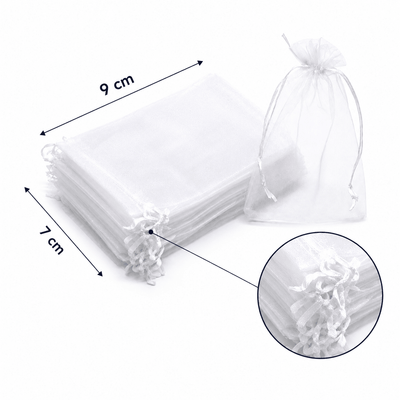 Săculeți organza cu șnur satin 7x9cm (set 100 buc) - CraftUp