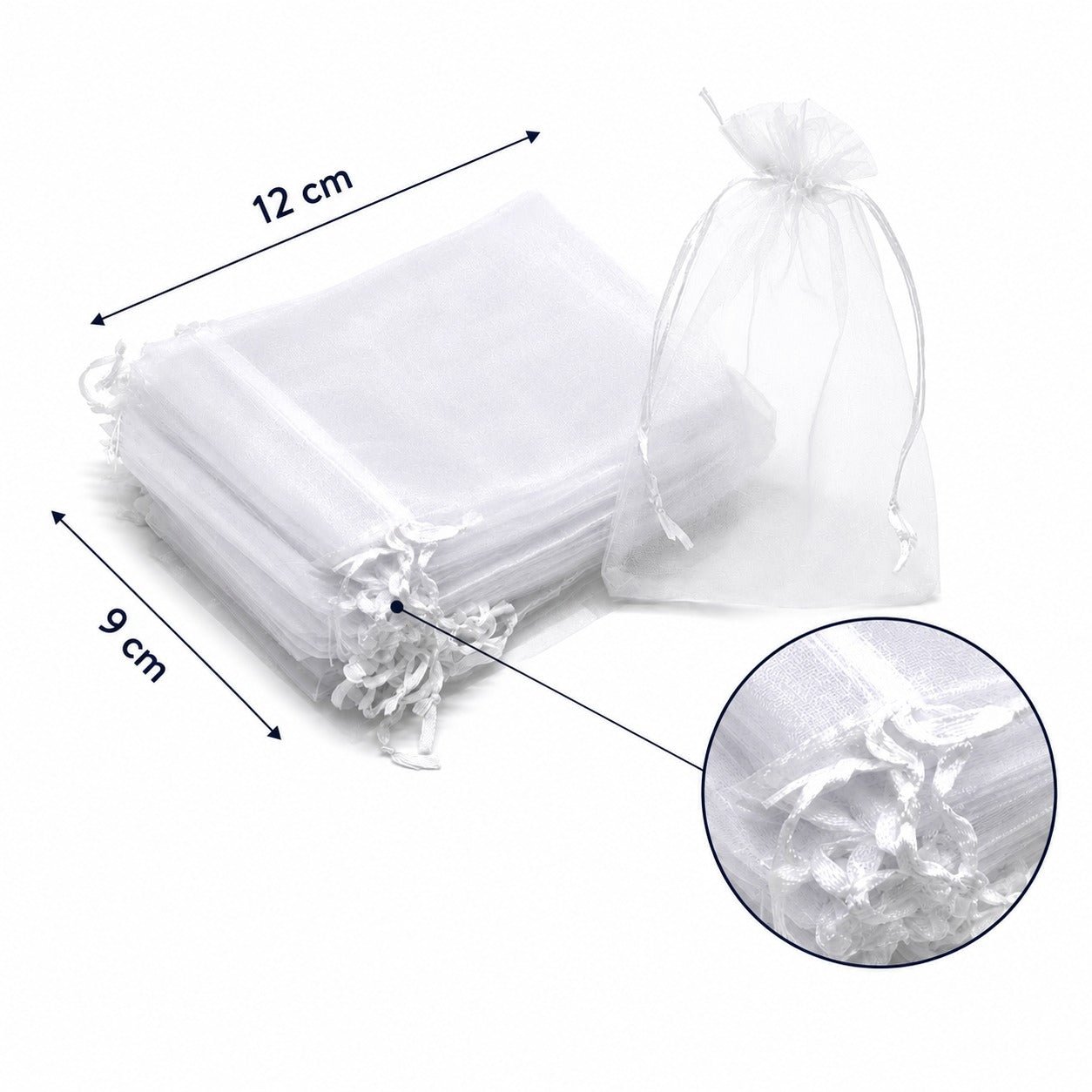 Săculeți organza cu șnur satin 9x12cm (set 100 buc) - CraftUp