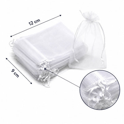Săculeți organza cu șnur satin 9x12cm (set 100 buc) - CraftUp