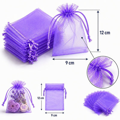 Săculeți organza cu șnur satin 9x12cm (set 100 buc) - CraftUp