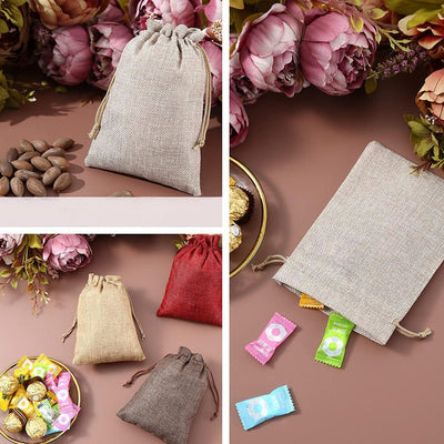 Săculeți țesătură sac cu sfoară 7x9cm (set 50 buc) - CraftUp