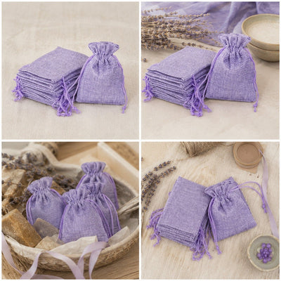 Săculeți țesătură sac cu sfoară 7x9cm (set 50 buc) - CraftUp