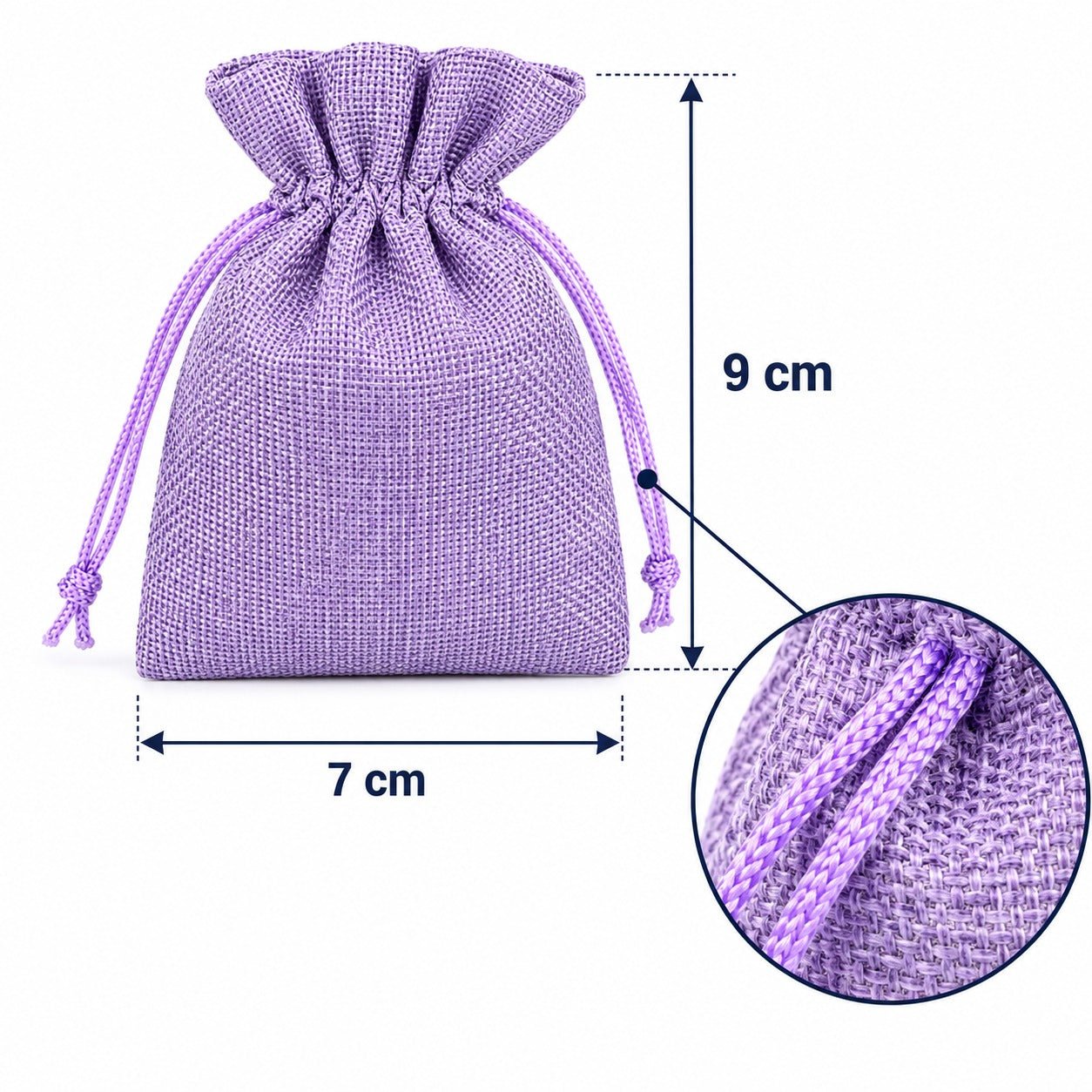 Săculeți țesătură sac cu sfoară 7x9cm (set 50 buc) - CraftUp