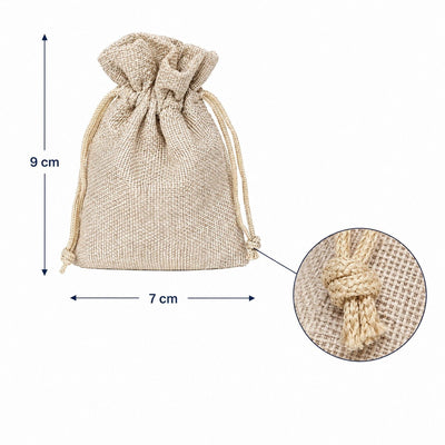 Săculeți țesătură sac cu sfoară 7x9cm (set 50 buc) - CraftUp