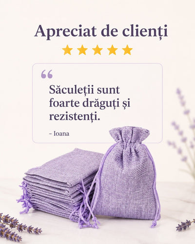 Săculeți țesătură sac cu sfoară 9x12cm (set 50 buc) - CraftUp