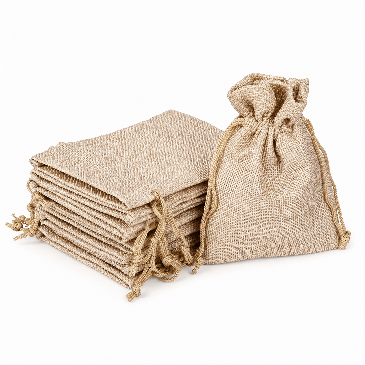 Săculeți țesătură sac cu sfoară 9x12cm (set 50 buc) - CraftUp
