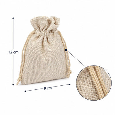 Săculeți țesătură sac cu sfoară 9x12cm (set 50 buc) - CraftUp