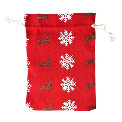 Săculeți textili fulgi de zăpadă 15x20cm - roșu - CraftUp