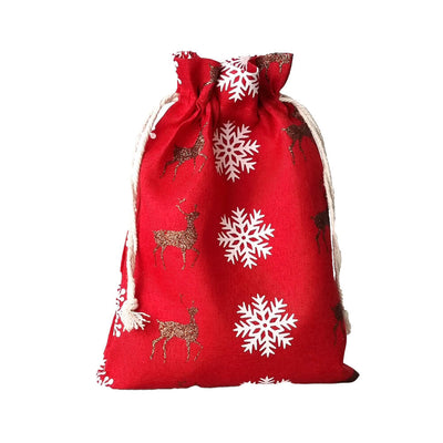 Săculeți textili fulgi de zăpadă 17x23cm - roșu - CraftUp