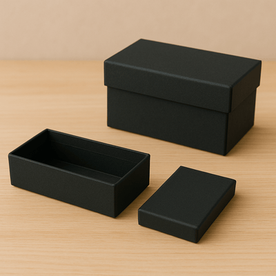 Set 10 cutii dreptunghiulare uni - negru - CraftUp