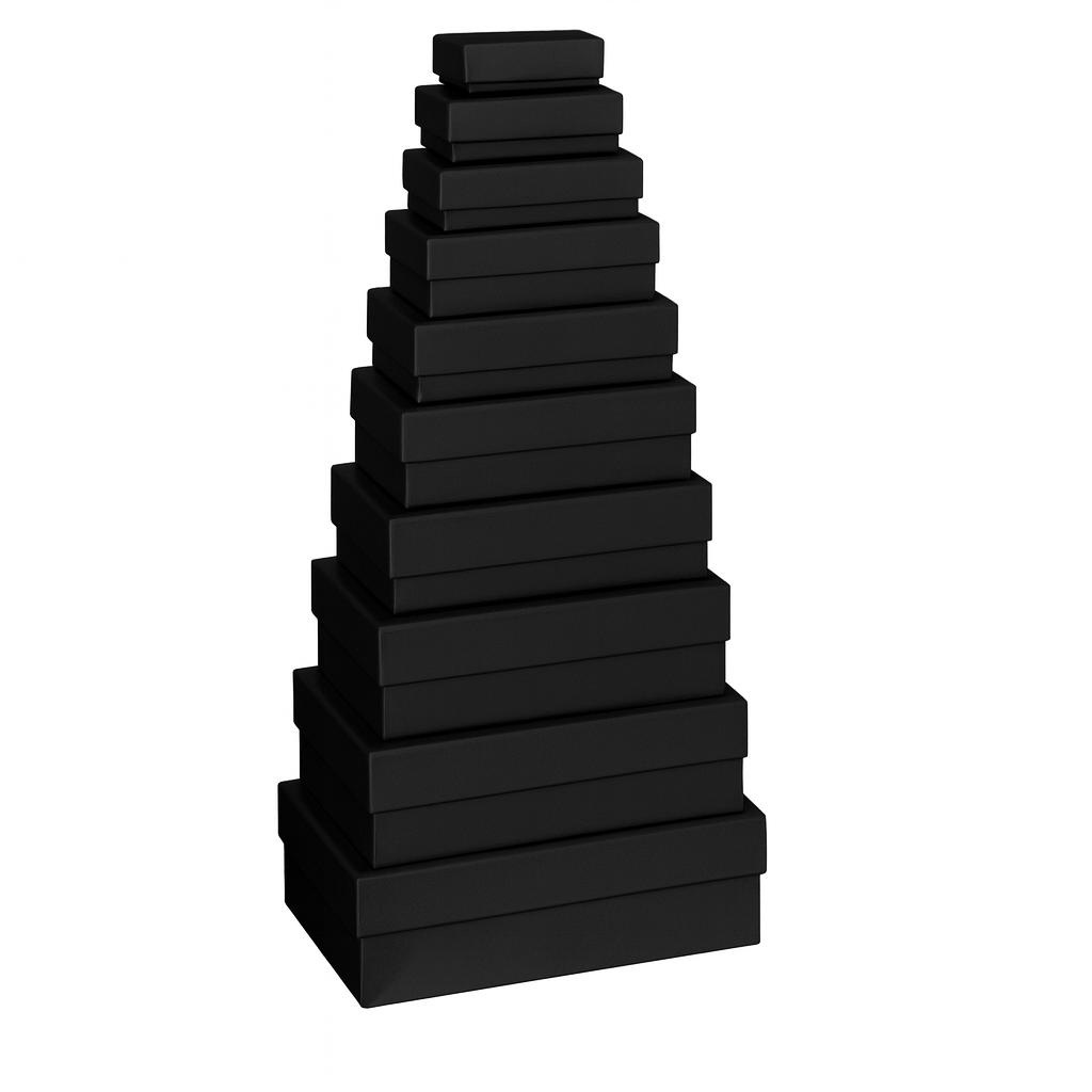 Set 10 cutii dreptunghiulare uni - negru - CraftUp