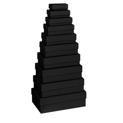 Set 10 cutii dreptunghiulare uni - negru - CraftUp