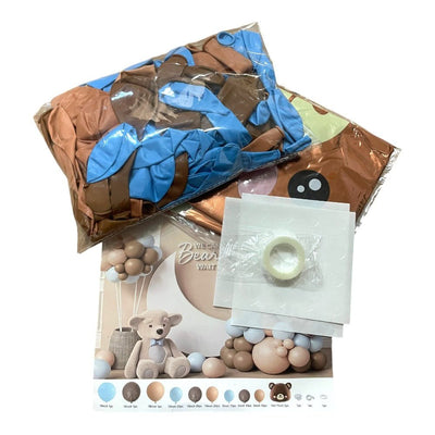 Set 100 baloane stil arcadă cu ursuleț maro - model 6 bleu - CraftUp