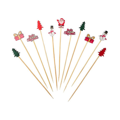 Set 100 bețișoare Crăciun din lemn cu om de zăpadă și brad - CraftUp