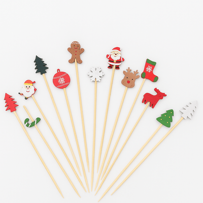 Set 100 bețișoare Crăciun din lemn cu ren și Moș Crăciun - CraftUp