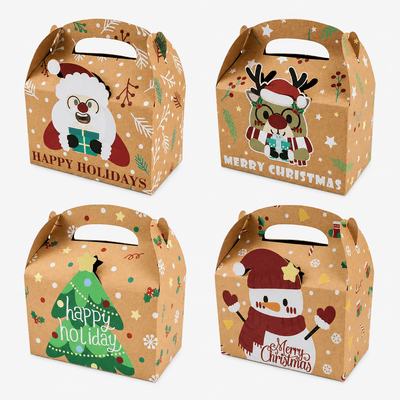 Set 12 cutii Crăciun 4 modele cu mâner - kraft - CraftUp