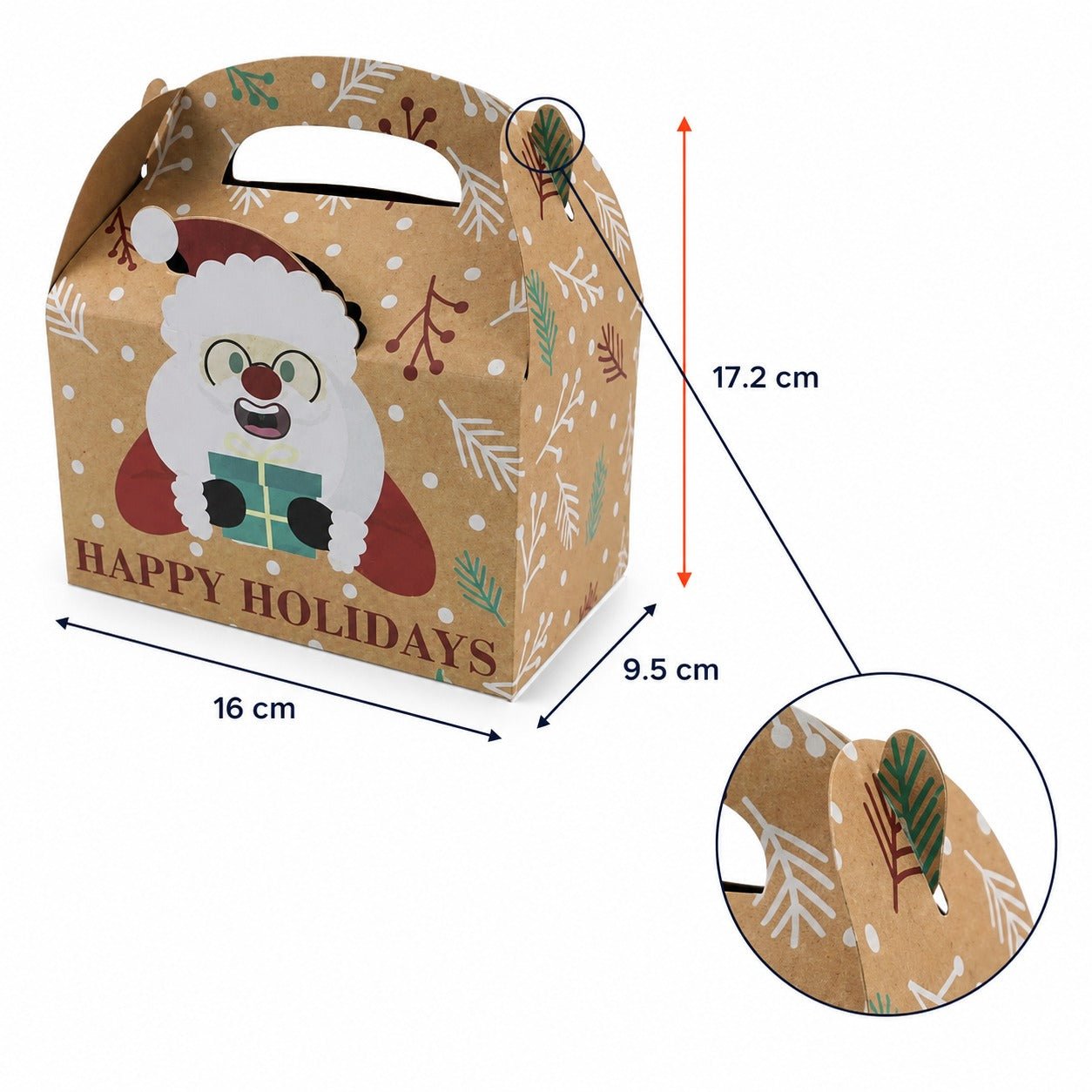 Set 12 cutii Crăciun 4 modele cu mâner - kraft - CraftUp