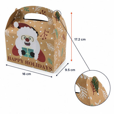 Set 12 cutii Crăciun 4 modele cu mâner - kraft - CraftUp