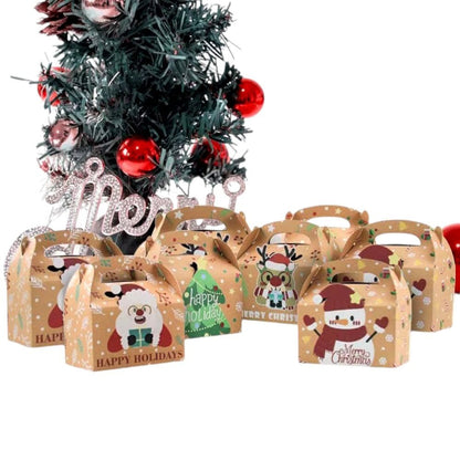 Set 12 cutii Crăciun 4 modele cu mâner - kraft - CraftUp