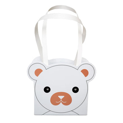 Set 2 cutii cu mâner model ursuleți - alb - CraftUp