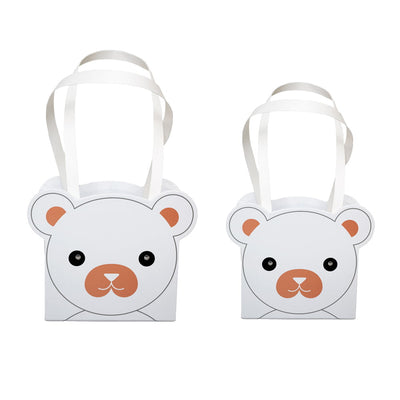 Set 2 cutii cu mâner model ursuleți - alb - CraftUp