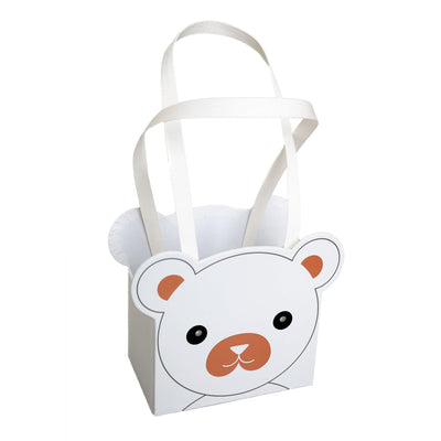 Set 2 cutii cu mâner model ursuleți - alb - CraftUp